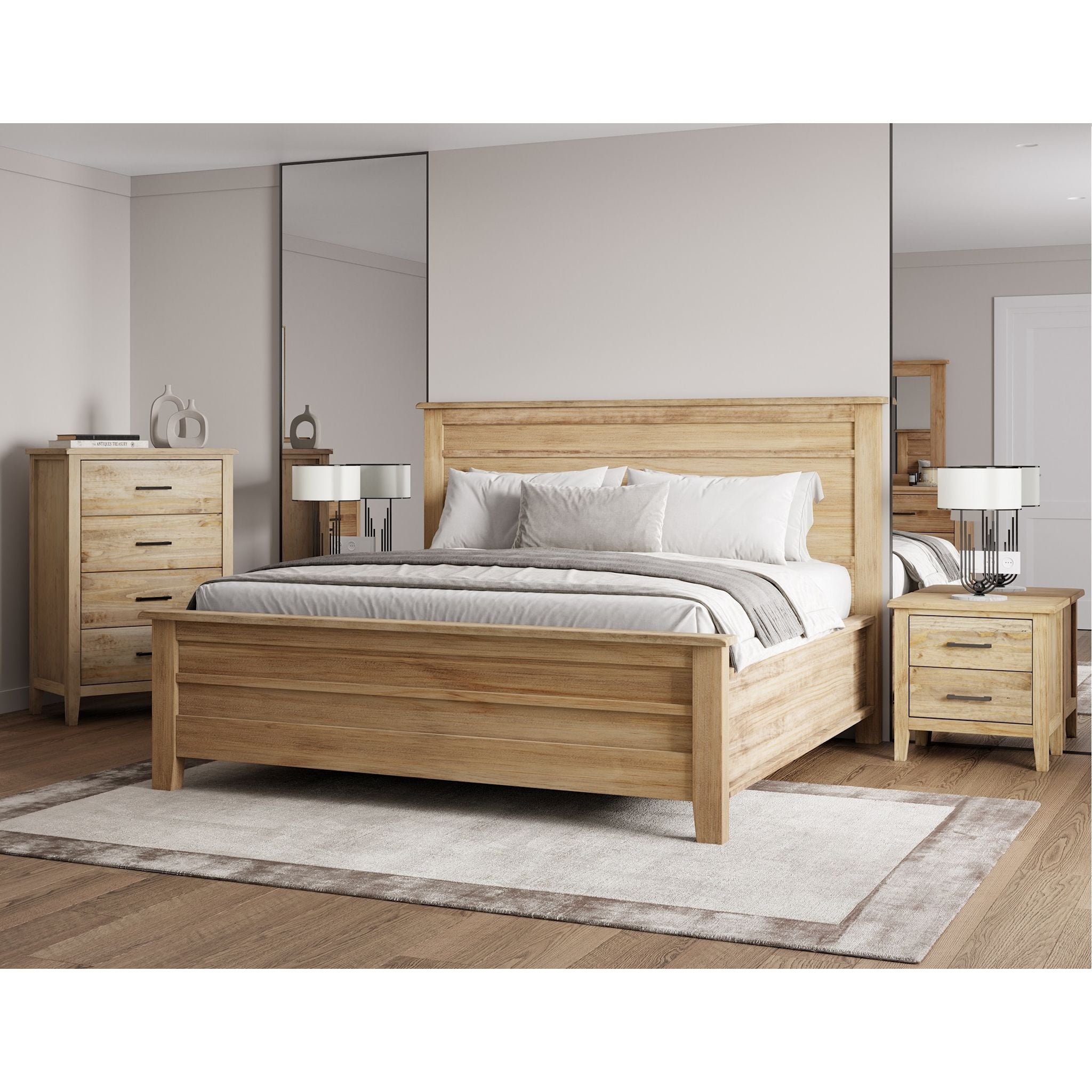 Harlow Full Panel Bed - Natural