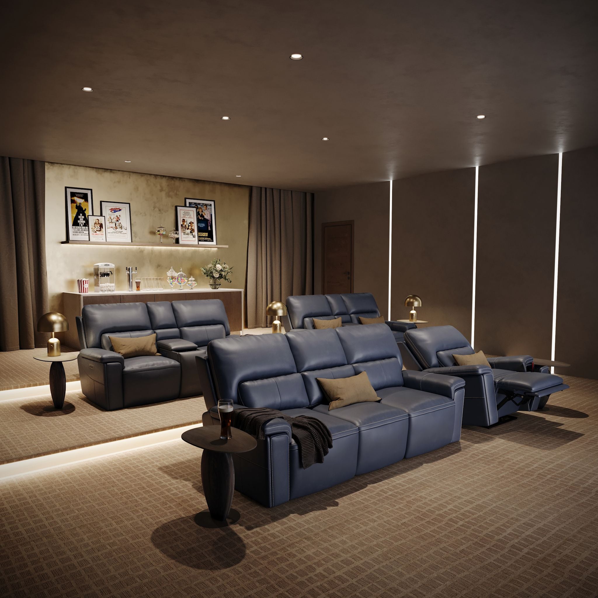 Edward Power Reclining Sofa with Immersive Audio - Sorrento Ocean