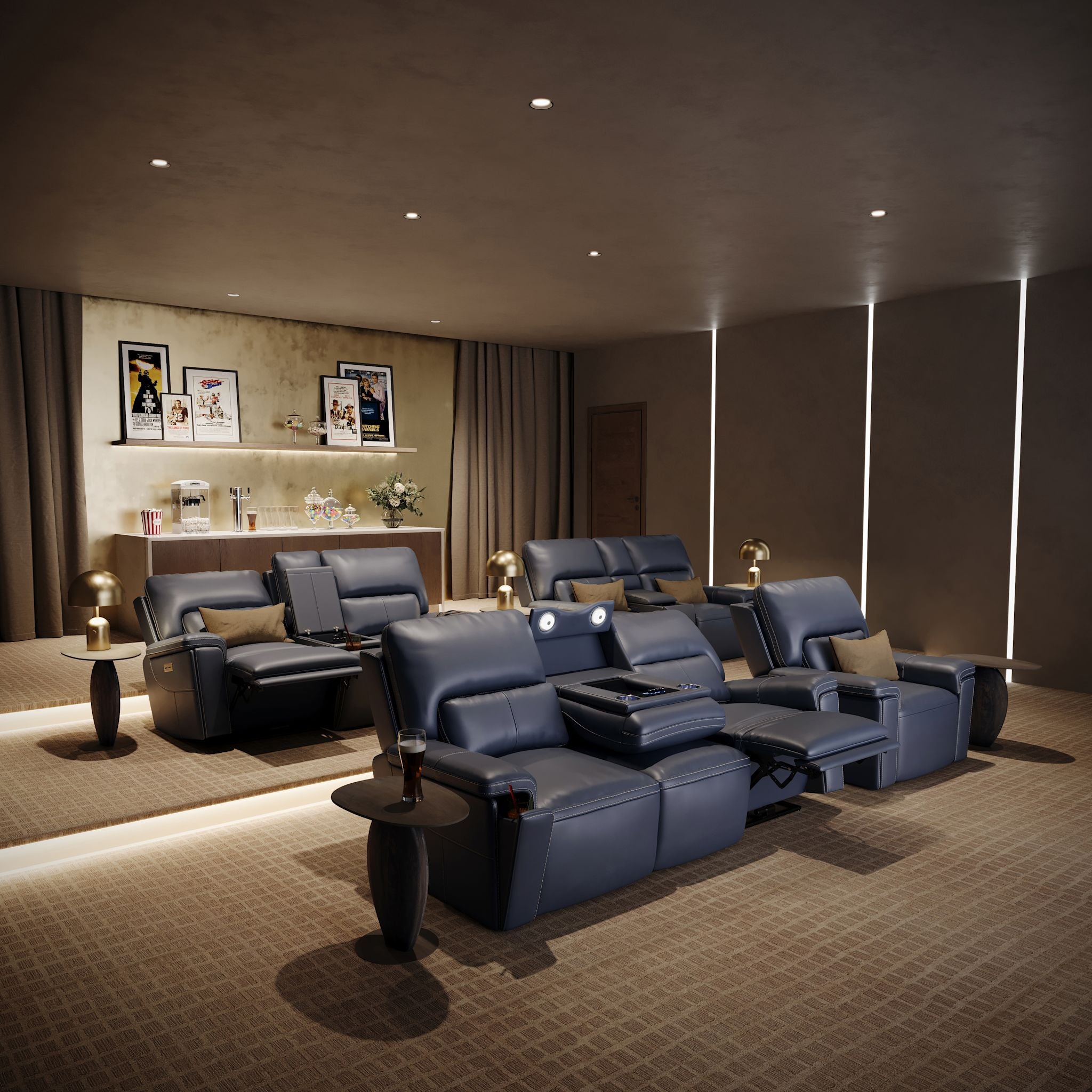 Edward Power Reclining Sofa with Immersive Audio - Sorrento Ocean