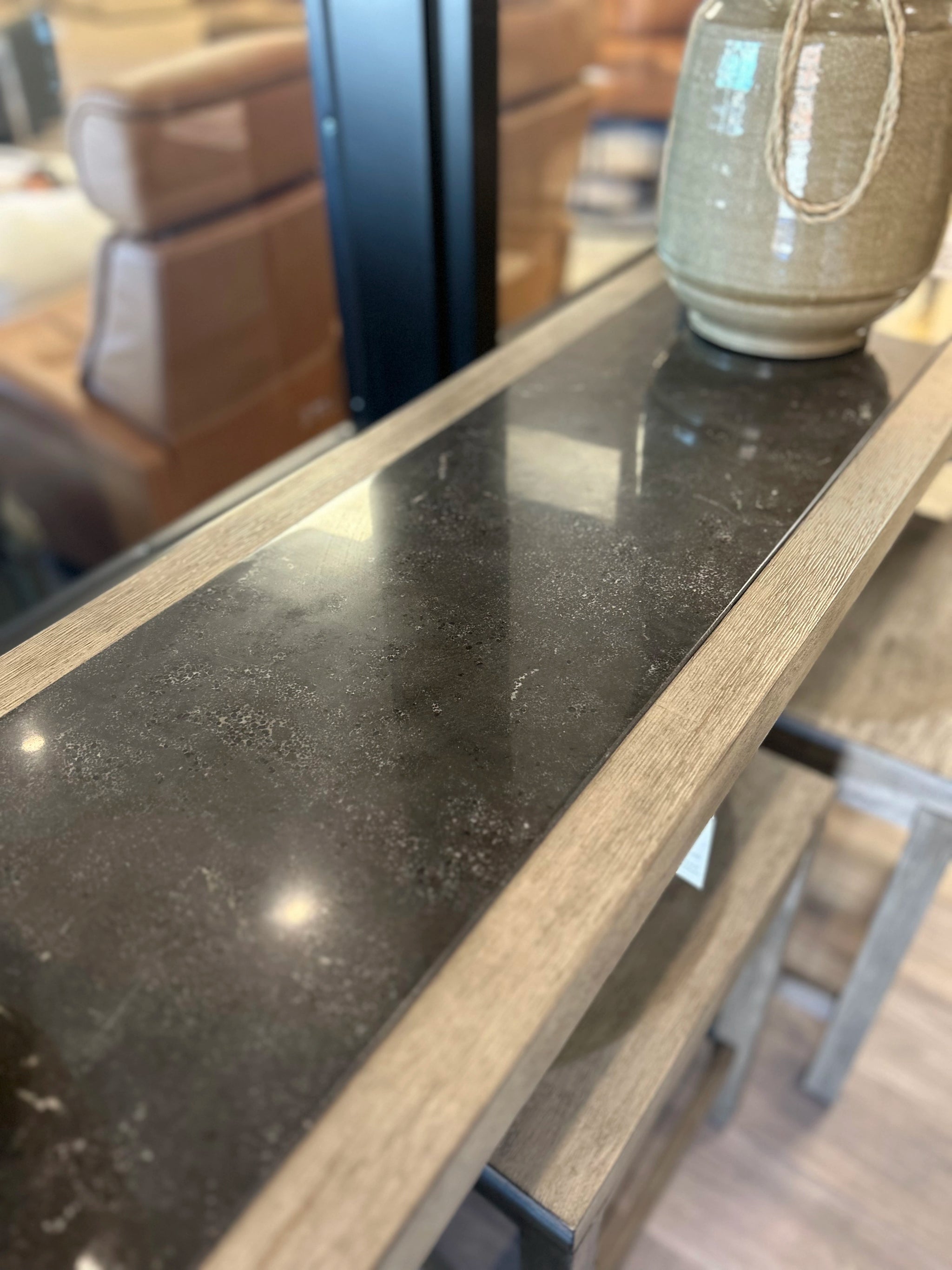 042-587 HAMM Console Bar West End w/Inset Bluestone Top with 3 Stool